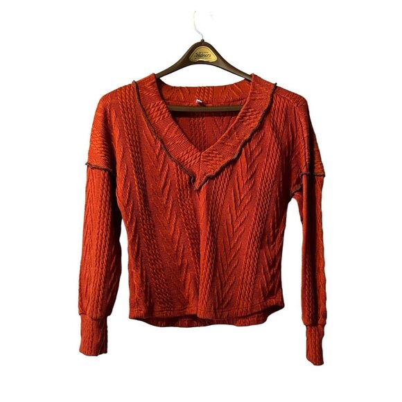 Pretty Chicago Burnt Orange Sweater Size Small Boho Career Preppy Modern - Picture 1 of 10